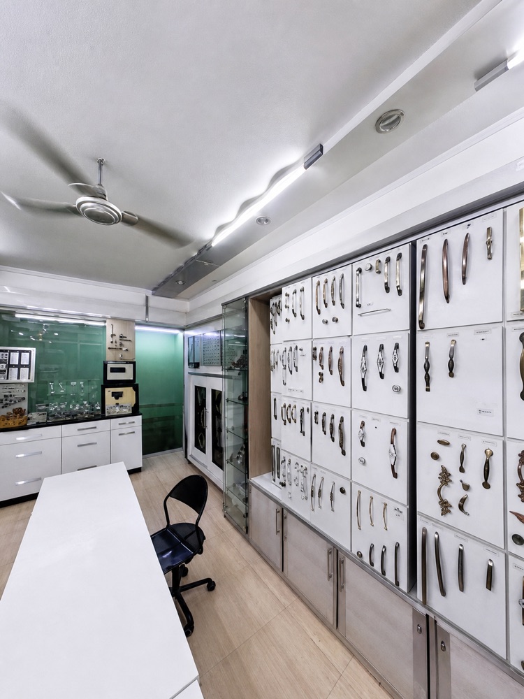 Furniture handle display wall in Bharmal Hardware Khazana